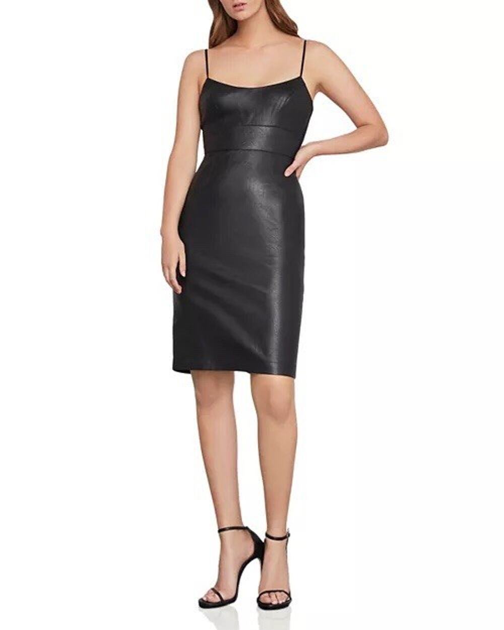 BCBGMAXAZRIA Alese Faux-Leather Dress LBD Black Sexy Dress Size 0